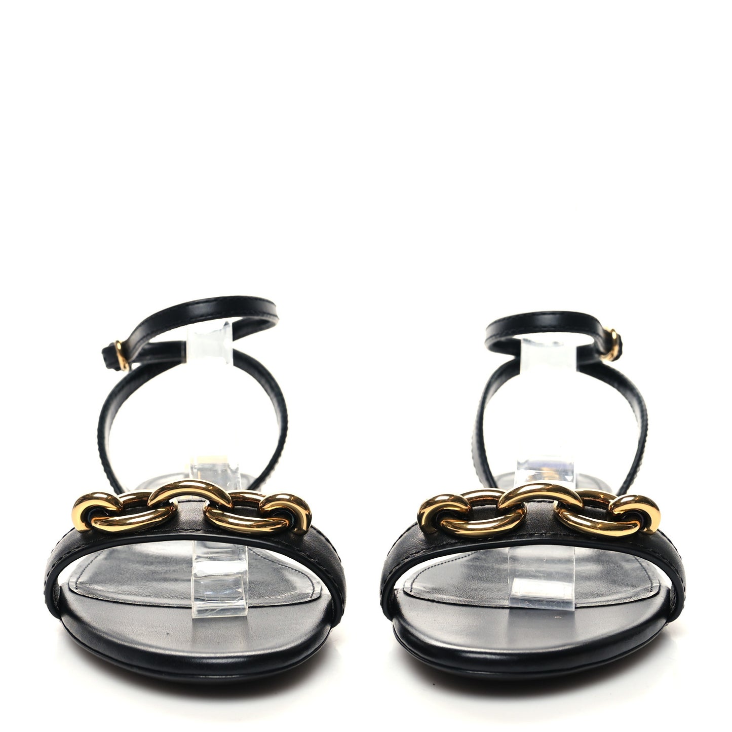 Calfskin Le Maillon Flat Sandals 36.5 Black