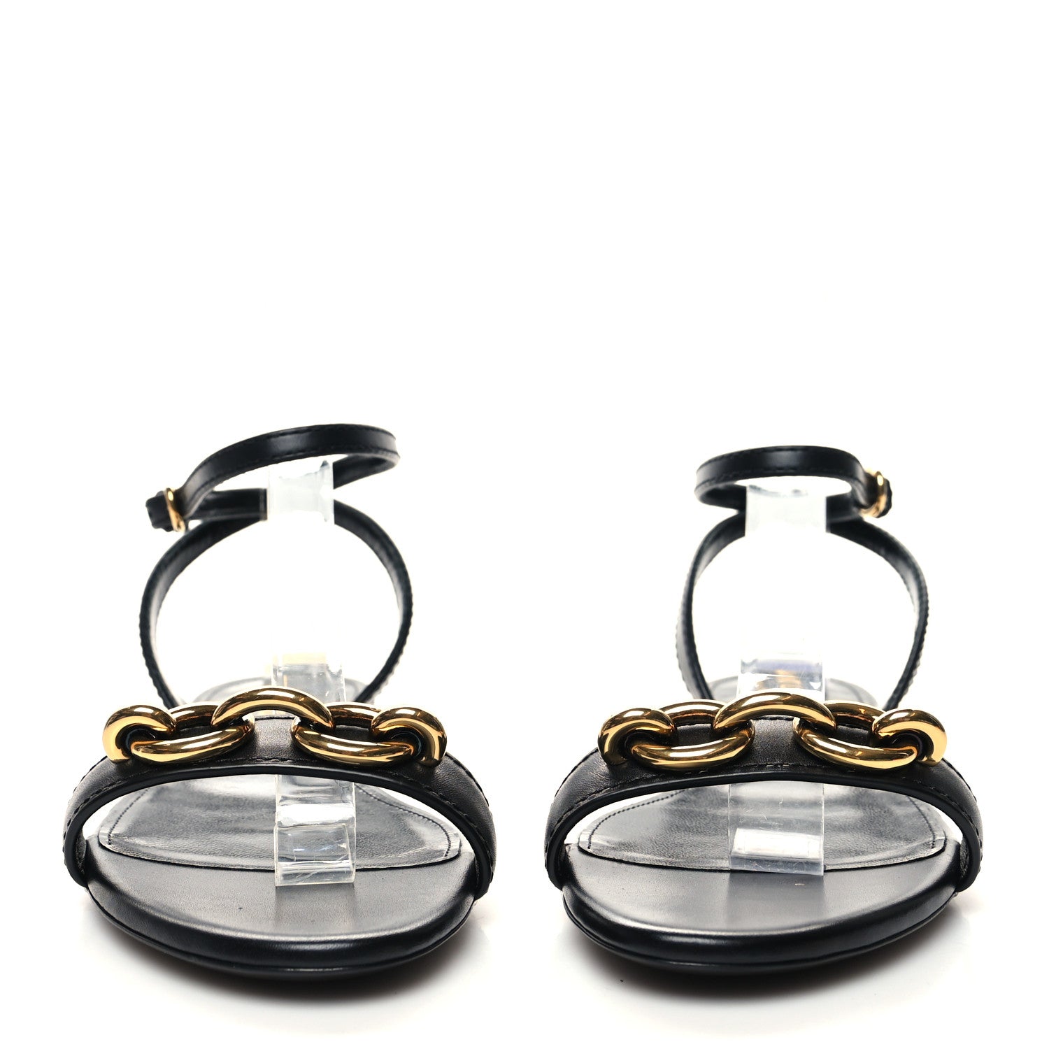 Saint Laurent Calfskin Le Maillon Flat Sandals 36.5 Black 2 of 8