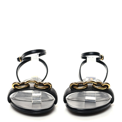Saint Laurent Calfskin Le Maillon Flat Sandals 36.5 Black 2 of 8