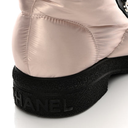 Chanel Nylon Calfskin Womens Coco Neige Short Boots 37.5 Pink Black 10 of 12