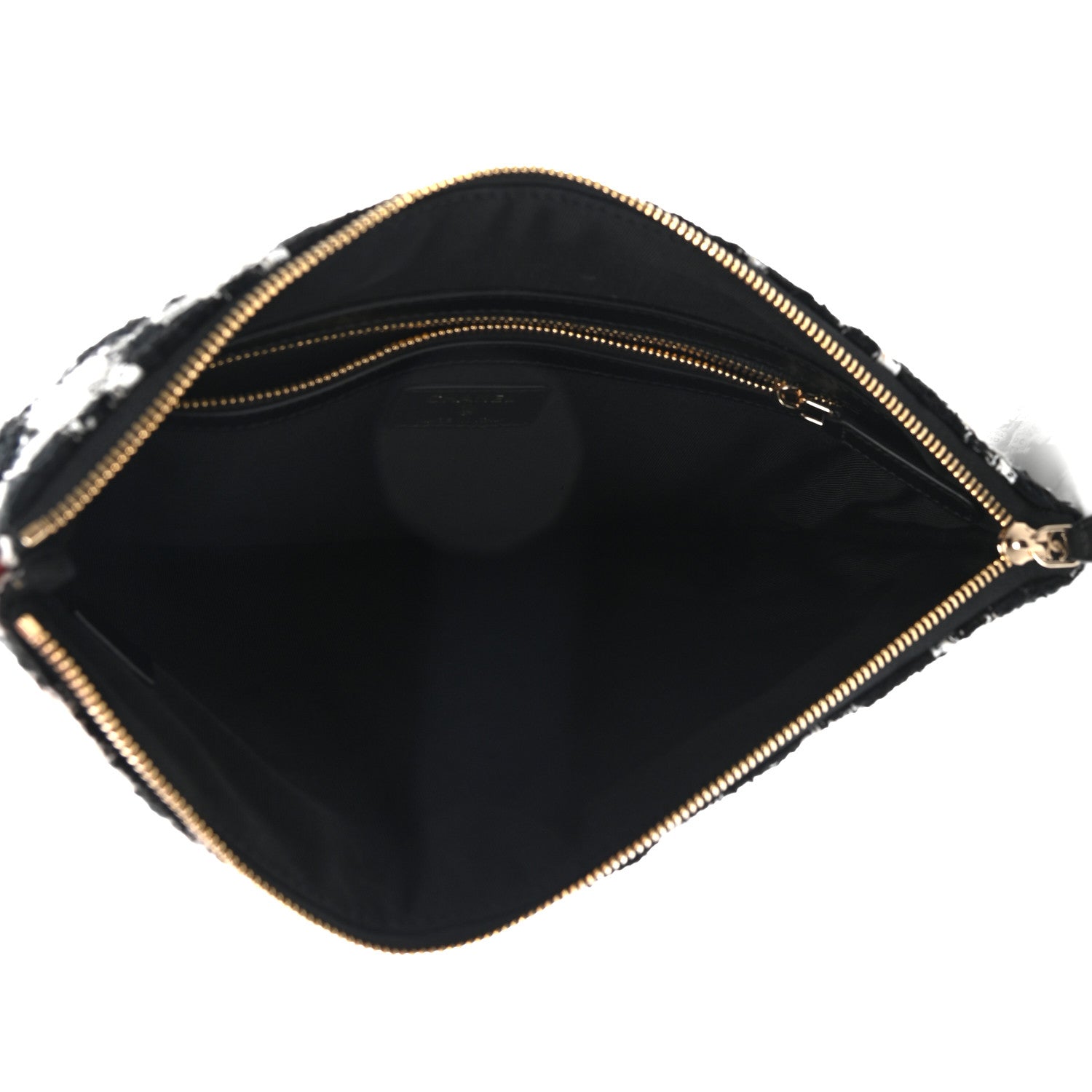 Chanel Tweed Quilted Medium Cosmetic Pouch Black Ecru White 5 of 8
