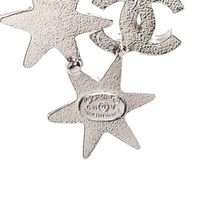 Chanel Crystal CC Star Earrings Silver 3 of 5