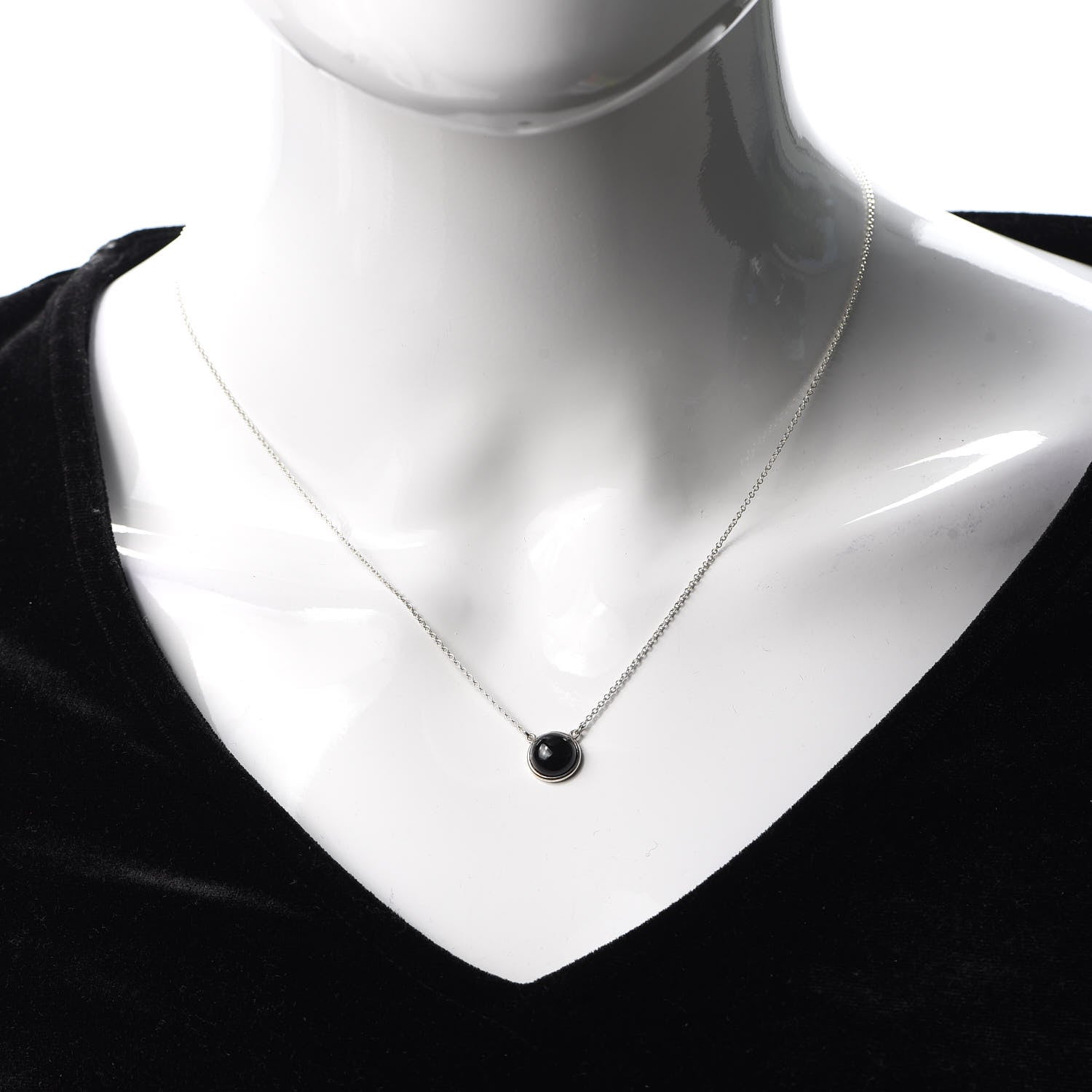Tiffany Sterling Silver Black Jade Elsa Peretti Color By The Yard Necklace 2 of 5