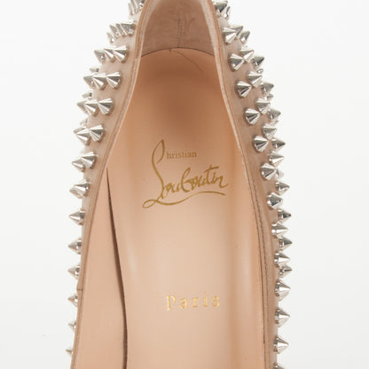 Christian Louboutin Nappa Bianca Spikes 140 Pumps 40 Nude Silver 7 of 7