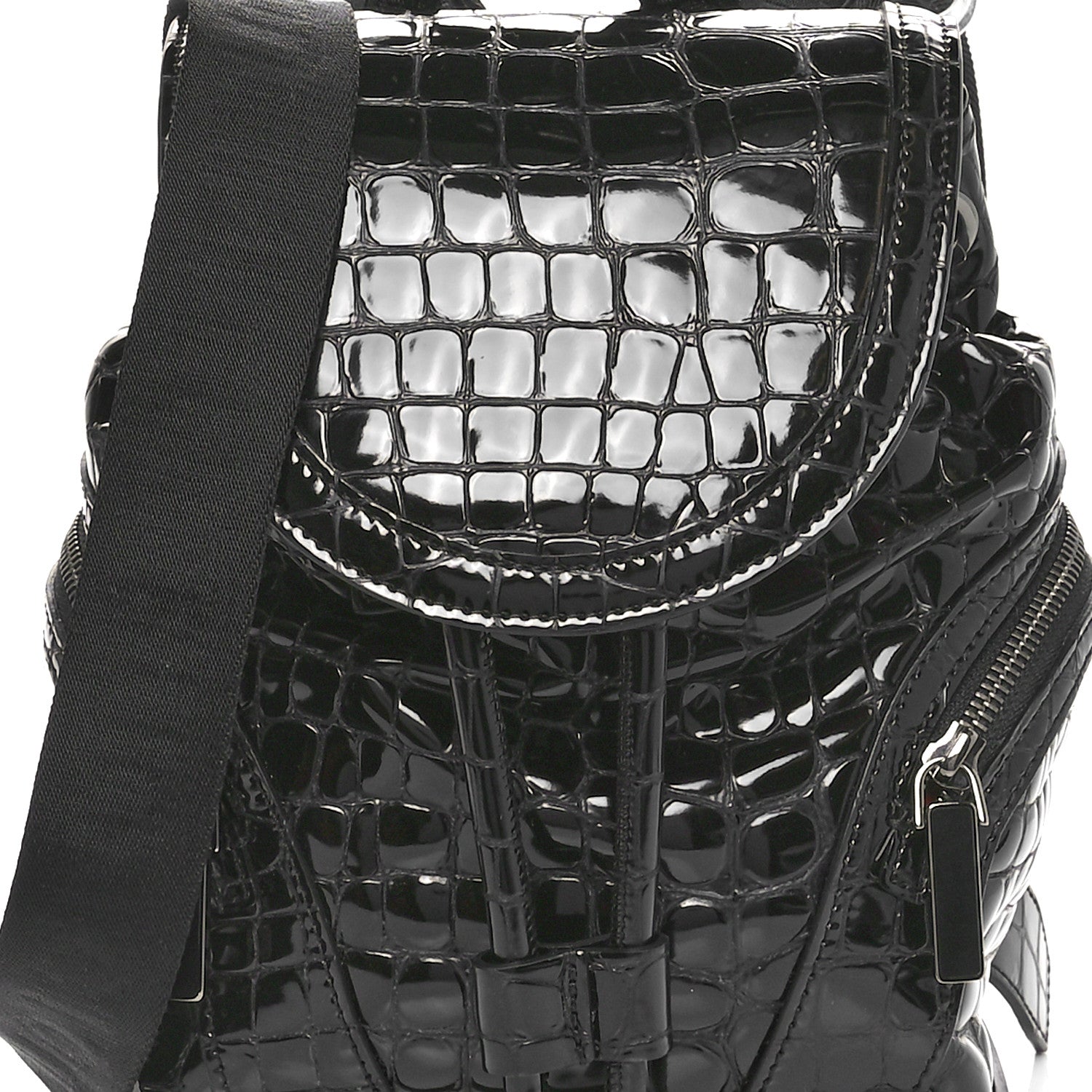 Christian Louboutin Calfskin Alligator Embossed Small Explorafunk Backpack Black 8 of 12