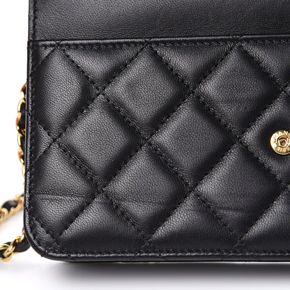 Chanel Lambskin Quilted Egyptian Amulet Wallet On Chain WOC Black 13 of 13