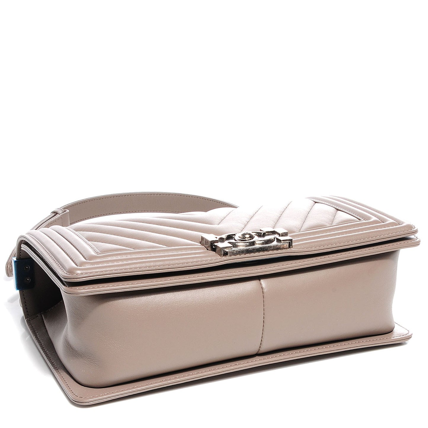 Calfskin Chevron Medium Boy Flap Grey