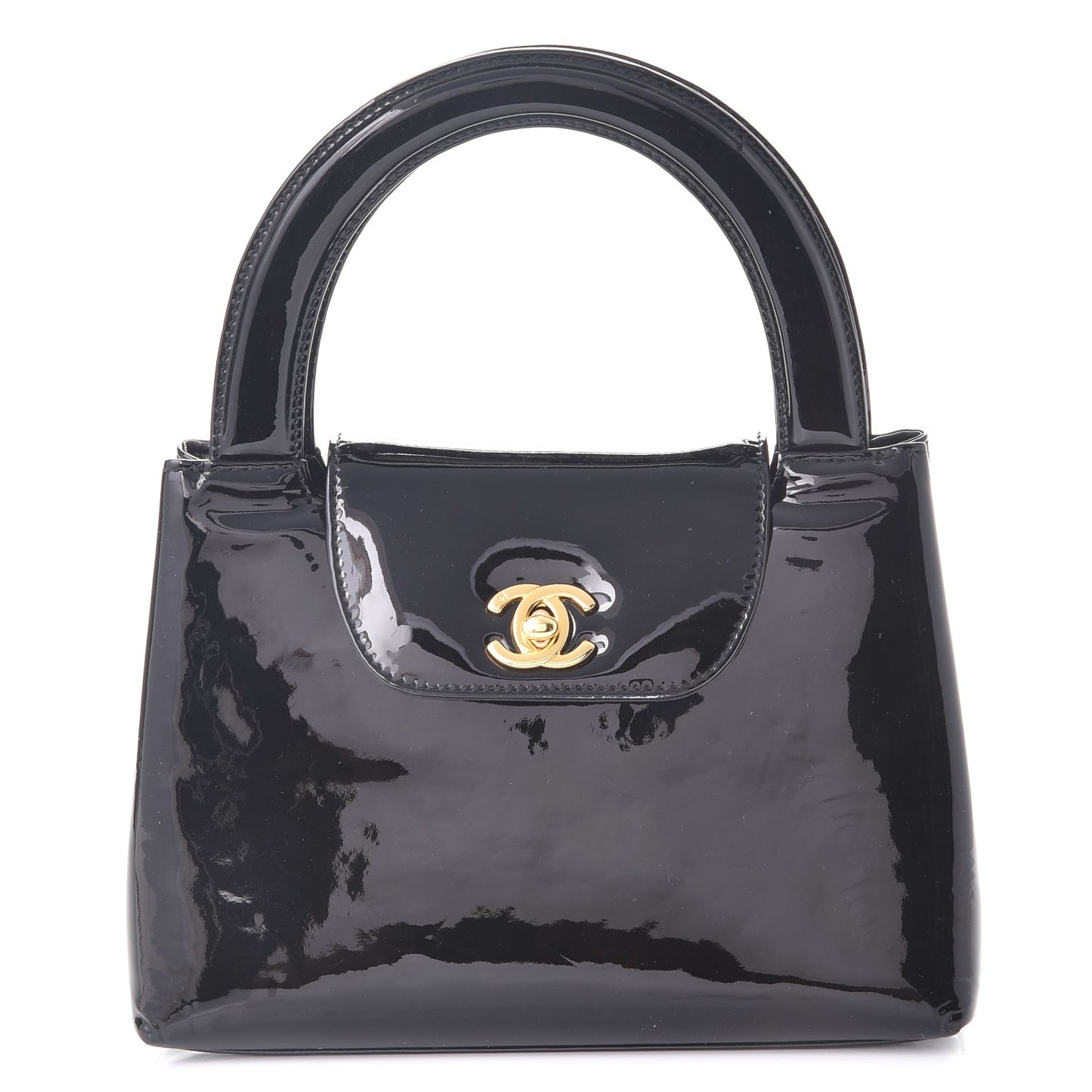 Patent Small Kelly Flap Bag Black