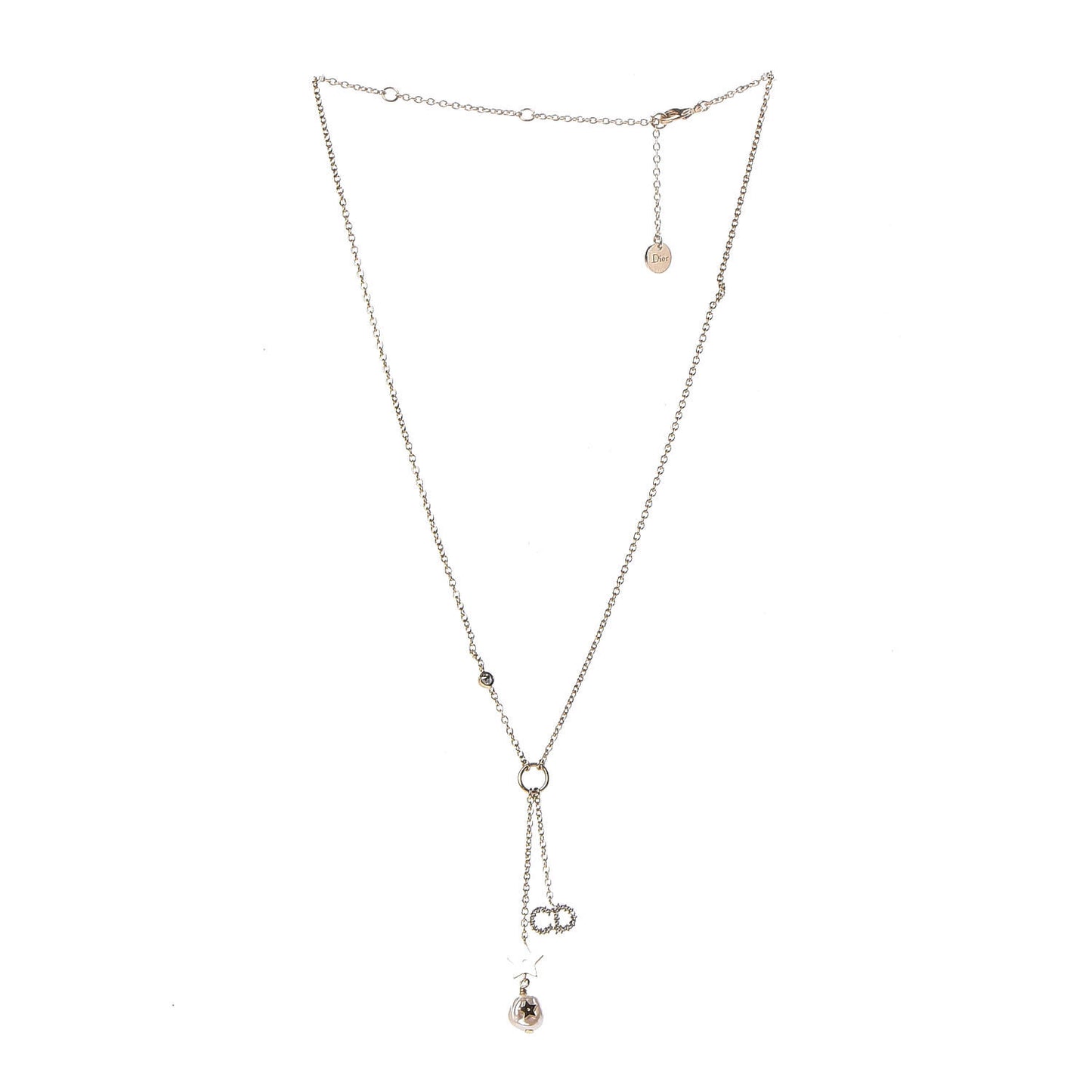 Crystal Pearl Shiny-D Tribal Long Necklace Gold
