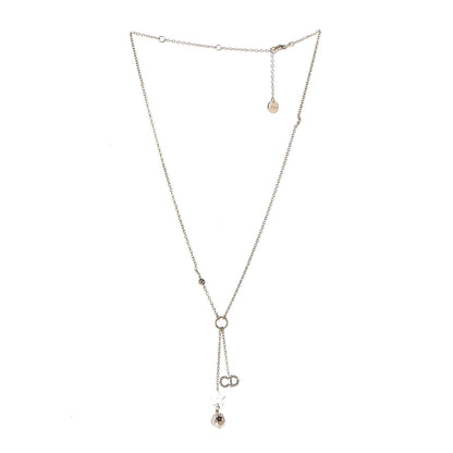 Christian Dior Crystal Pearl Shiny-D Tribal Long Necklace Gold 3 of 6