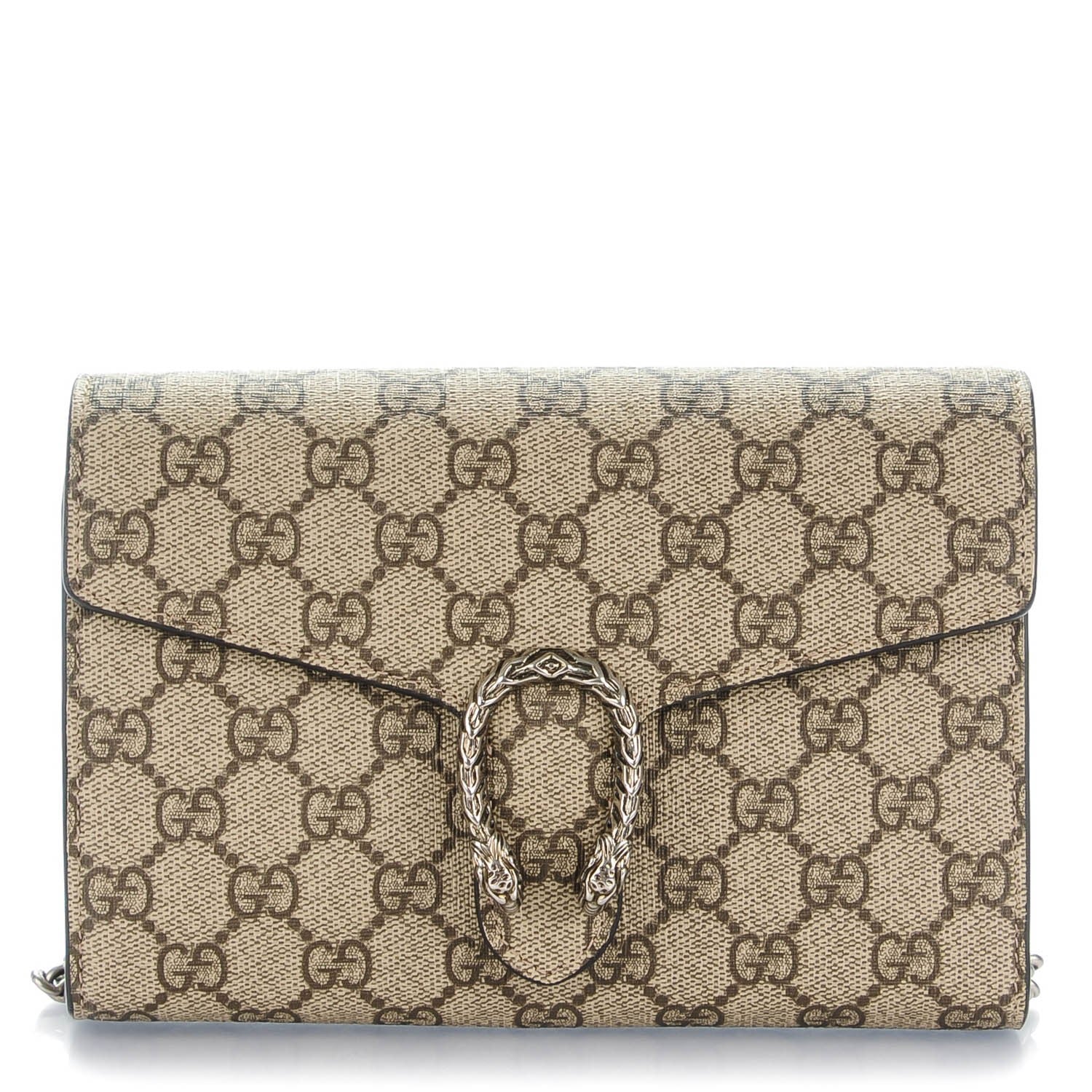 Gucci GG Supreme Monogram Mini Dionysus Chain Wallet Beige Taupe 1 of 7