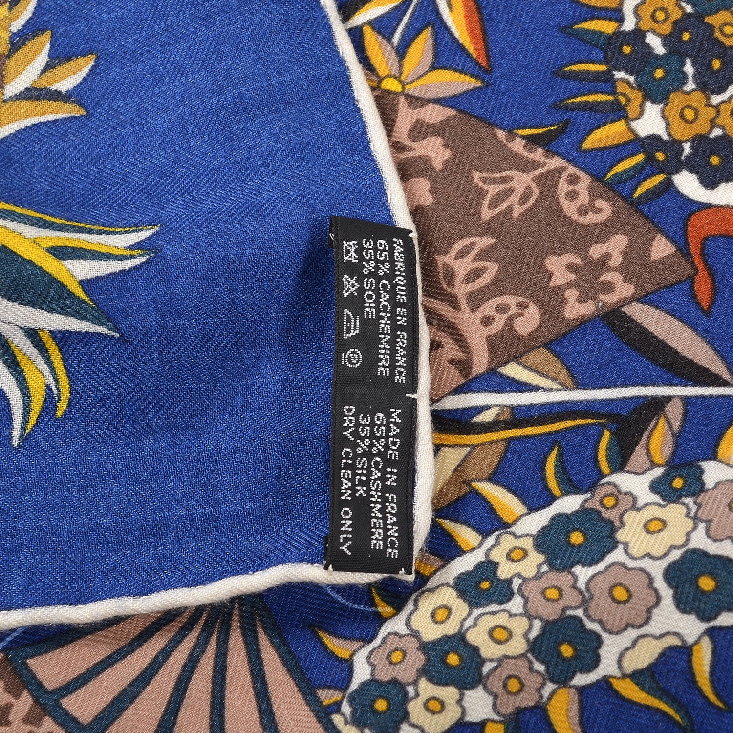 Hermes Cashmere Silk Fleurs et Papillons de Tissus Shawl 140 6 of 6