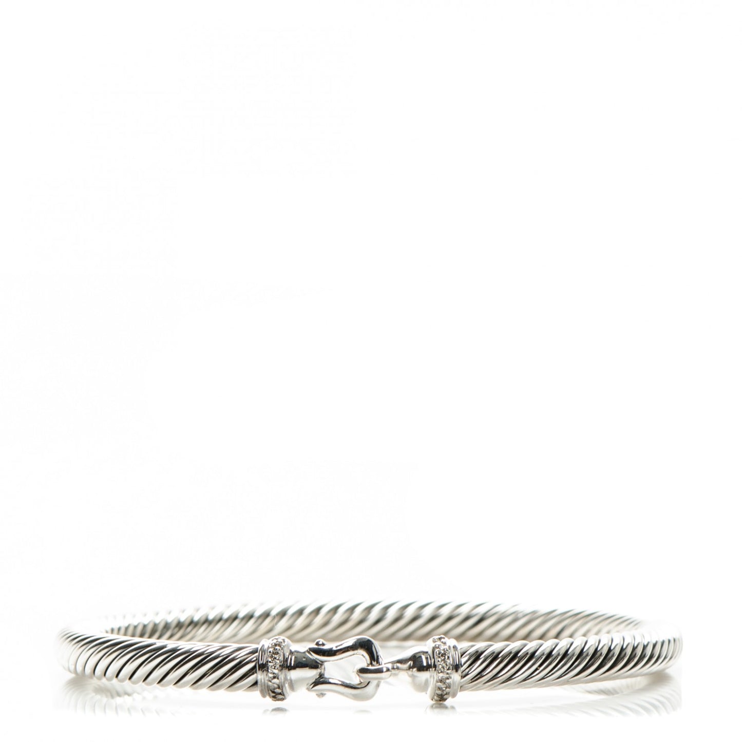 Sterling Silver Diamond 5mm Cable Buckle Bracelet