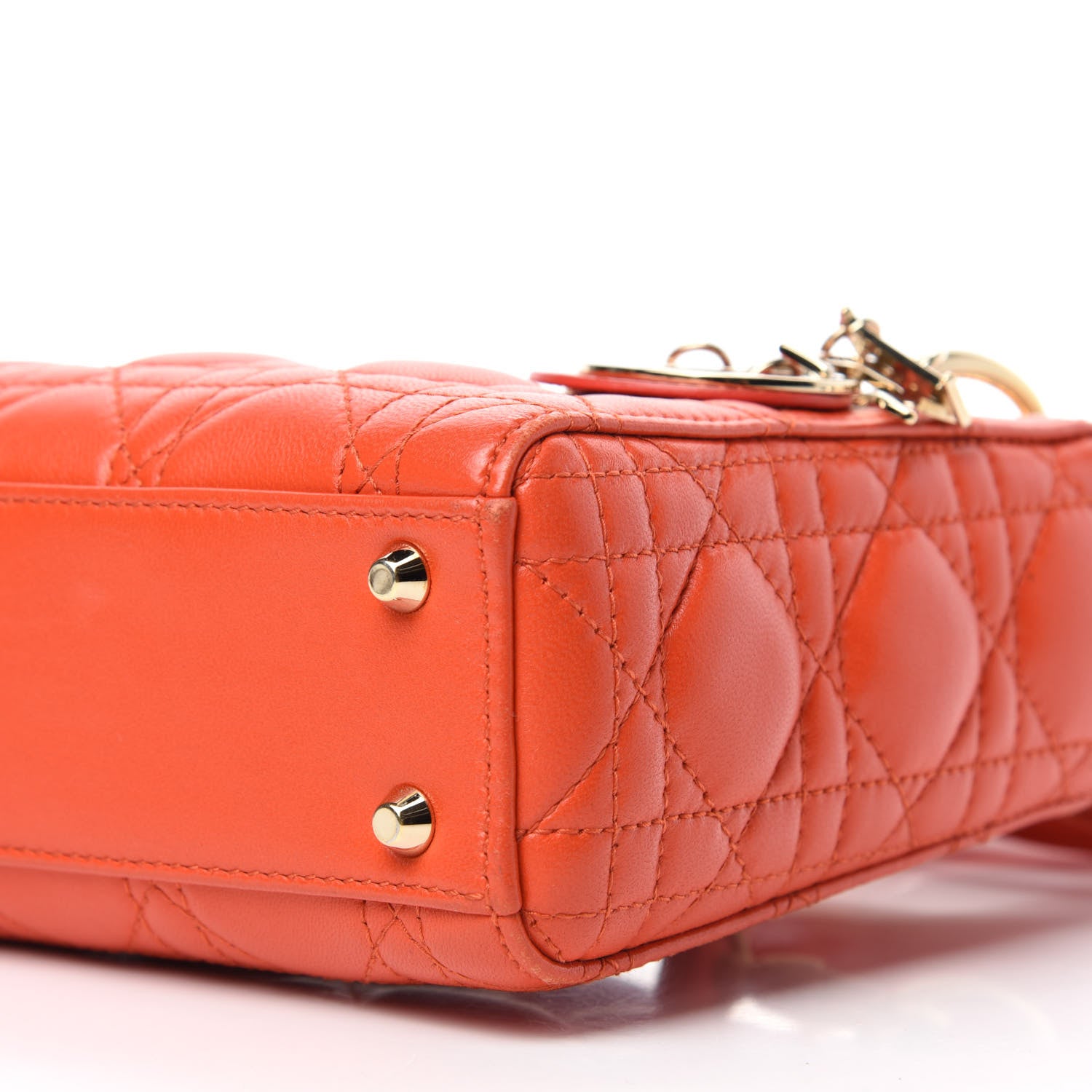 Christian Dior Lambskin Cannage Mini Lady Dior Orange 7 of 10