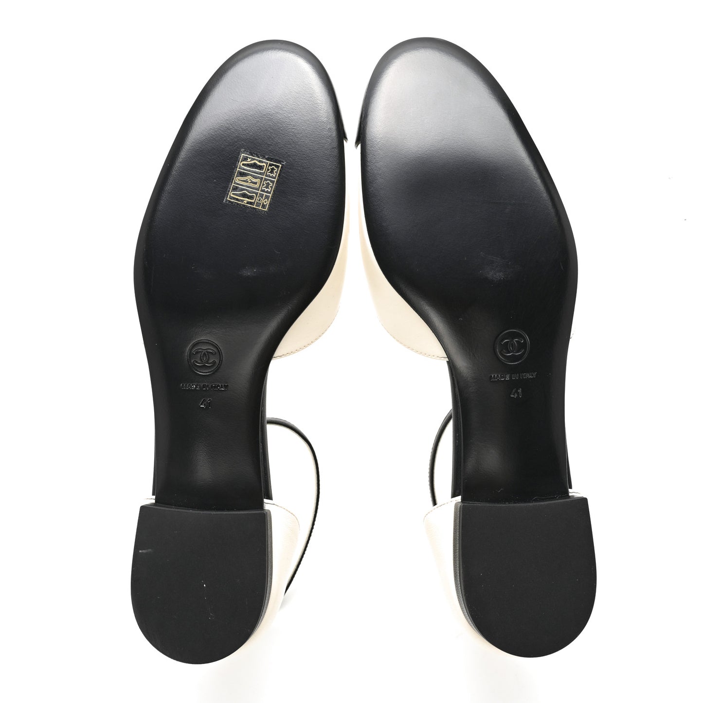 Lambskin Cap Toe CC Ankle Strap Flats 41 Ivory Black