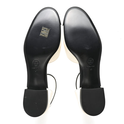 Chanel Lambskin Cap Toe CC Ankle Strap Flats 41 Ivory Black 6 of 12