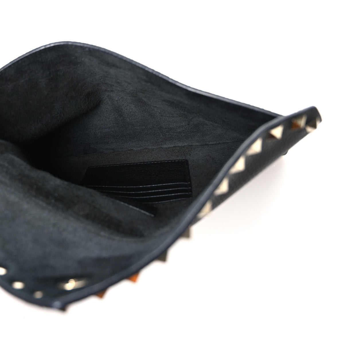 Vitello Large Rockstud Envelope Clutch Black