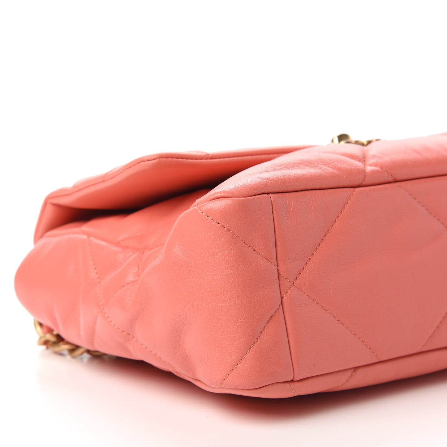 Goatskin Quilted Large Chanel 19 Flap Coral