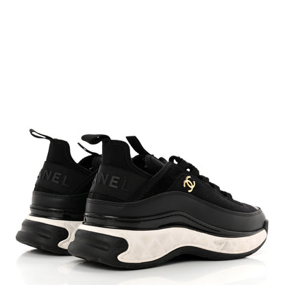 Chanel Velvet Calfskin Mixed Fibers CC Sneakers 37 Black 4 of 16