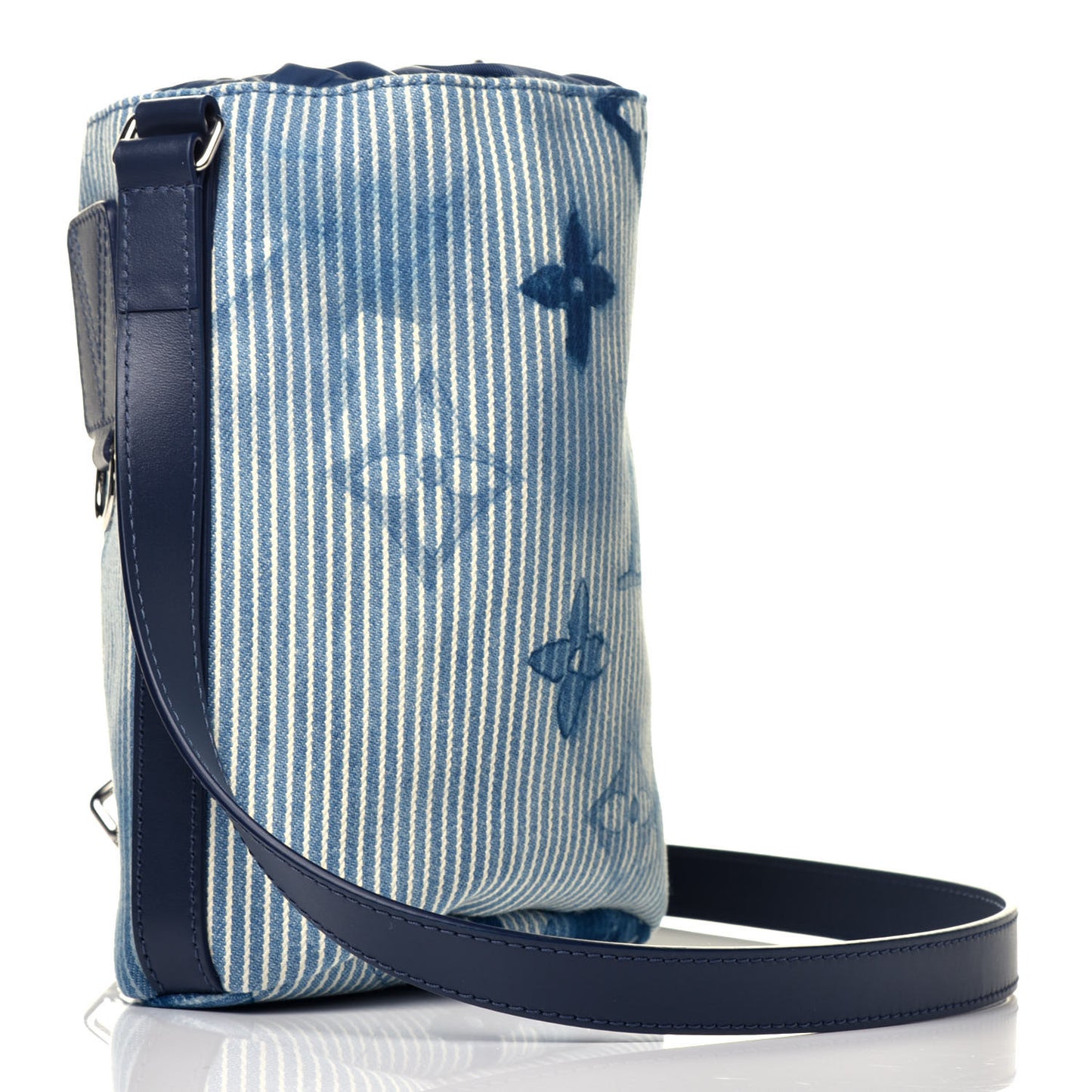 Hickory Stripes Denim Monogram Watercolor Sac Marin BB Blue
