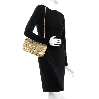 Chanel Metallic Crackled Calfskin Medium CC Mix Flap Gold Silver 2 of 12