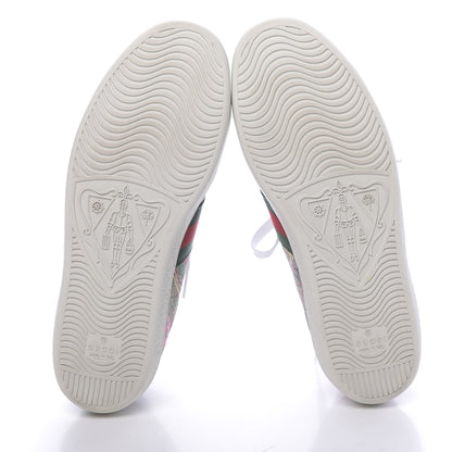 Gucci GG Supreme Monogram Flora Web Womens Ace Sneakers 38.5 Beige Multicolor Rosso 5 of 10