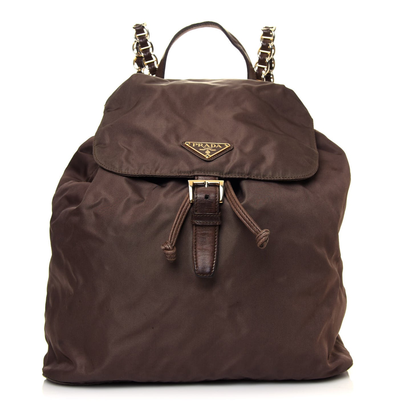 Tessuto Nylon Chain Backpack Brown