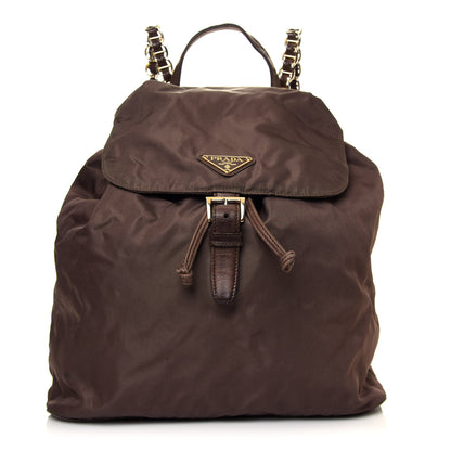 Prada Tessuto Nylon Chain Backpack Brown 1 of 5