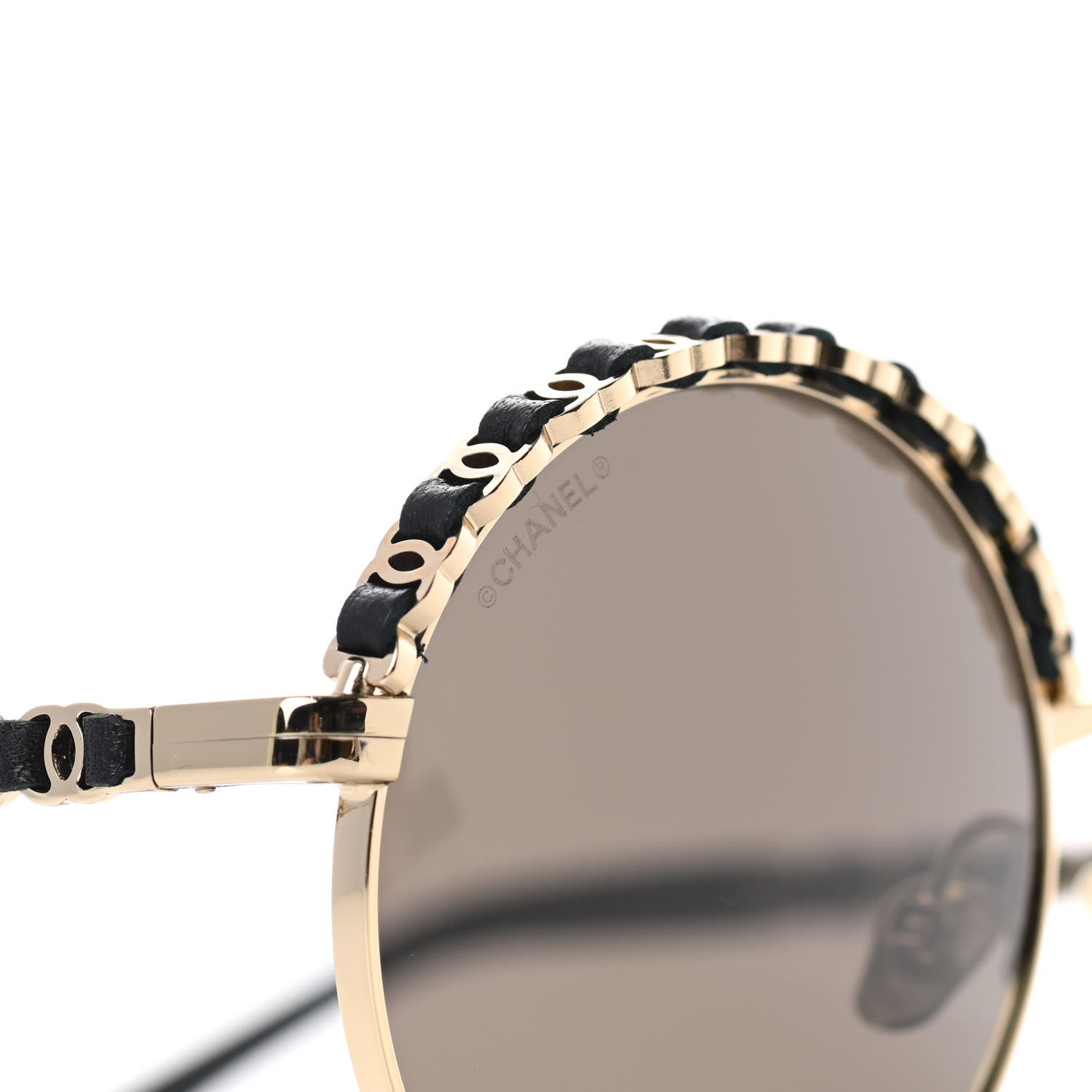 Chanel Metal Calfskin Round Chain Sunglasses 4265-Q Black 7 of 8