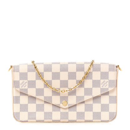 Louis Vuitton Damier Azur Pochette Felicie Chain Wallet Rose Ballerine 1 of 15