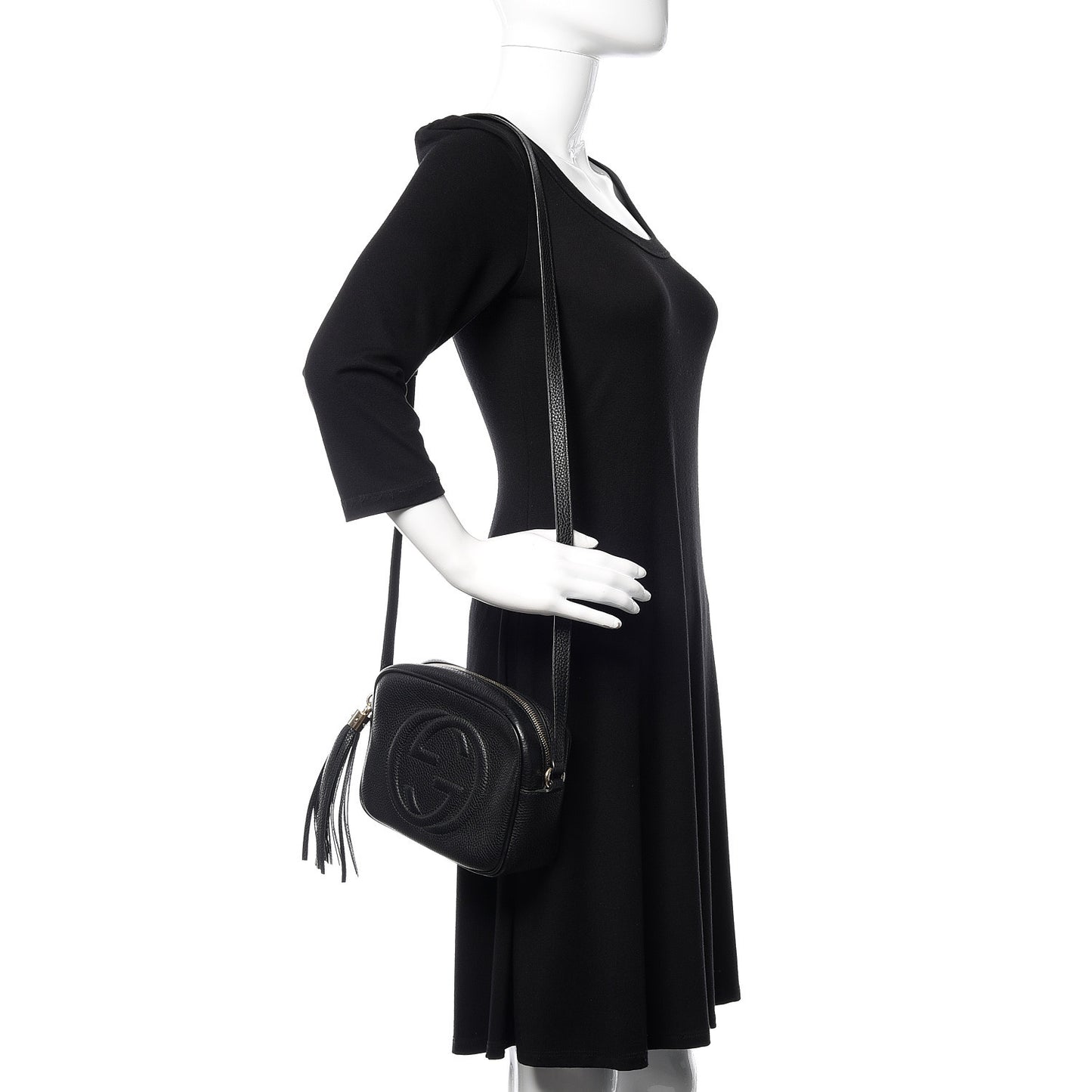Pebbled Calfskin Small Soho Disco Bag Black