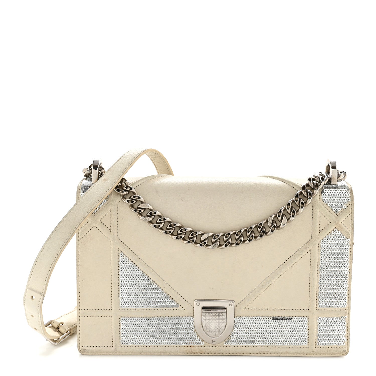 Christian Dior Lambskin Sequin Medium Diorama Flap Bag White 1 of 16