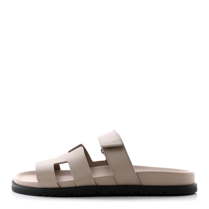 Hermes Calfskin Womens Chypre Sandals 40 Beige Mastic 1 of 13