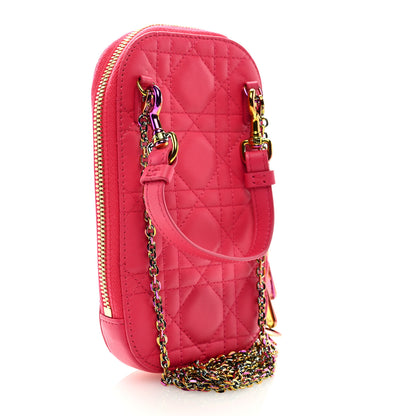 Christian Dior Lambskin Cannage Lady Dior Phone Holder Strawberry Pink 2 of 7