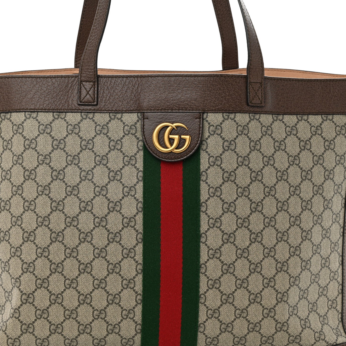 GG Supreme Monogram Web Ophidia Tote Brown