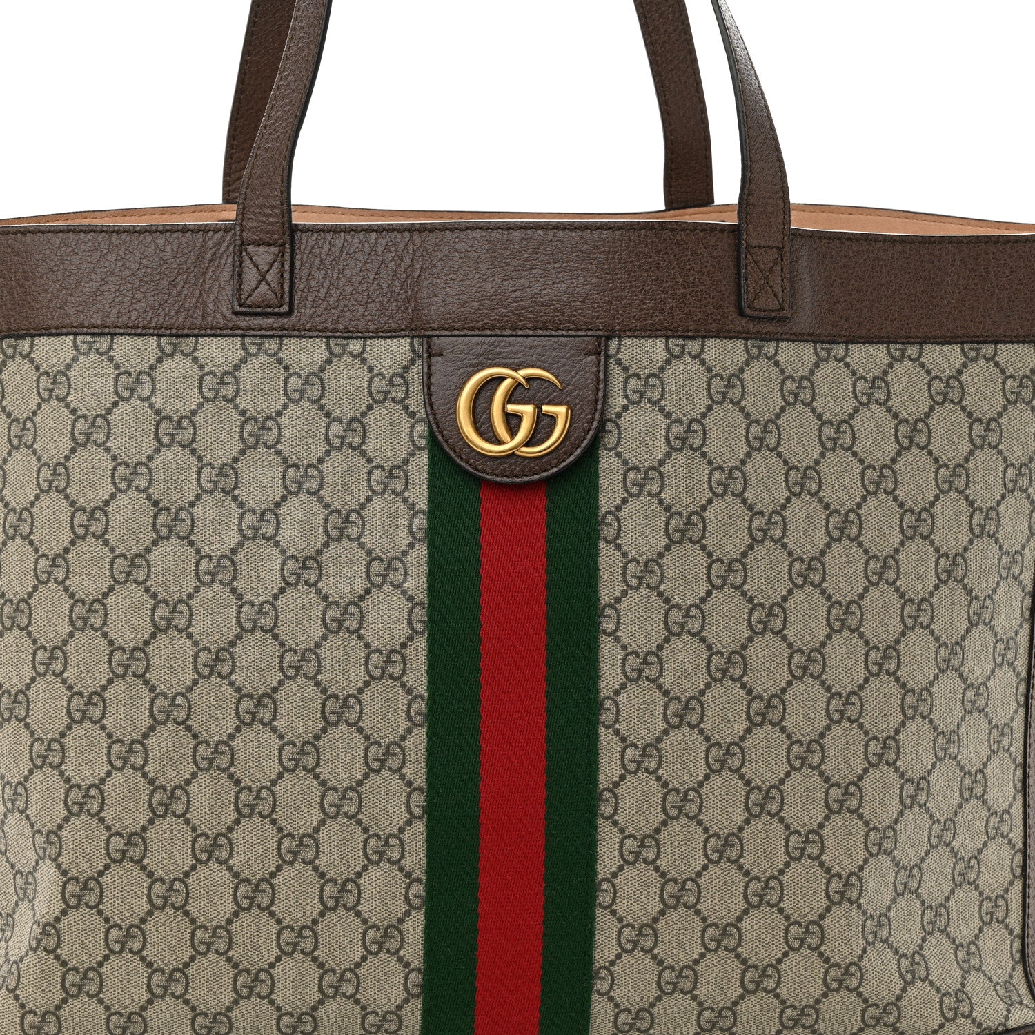 Gucci GG Supreme Monogram Web Ophidia Tote Brown 9 of 13