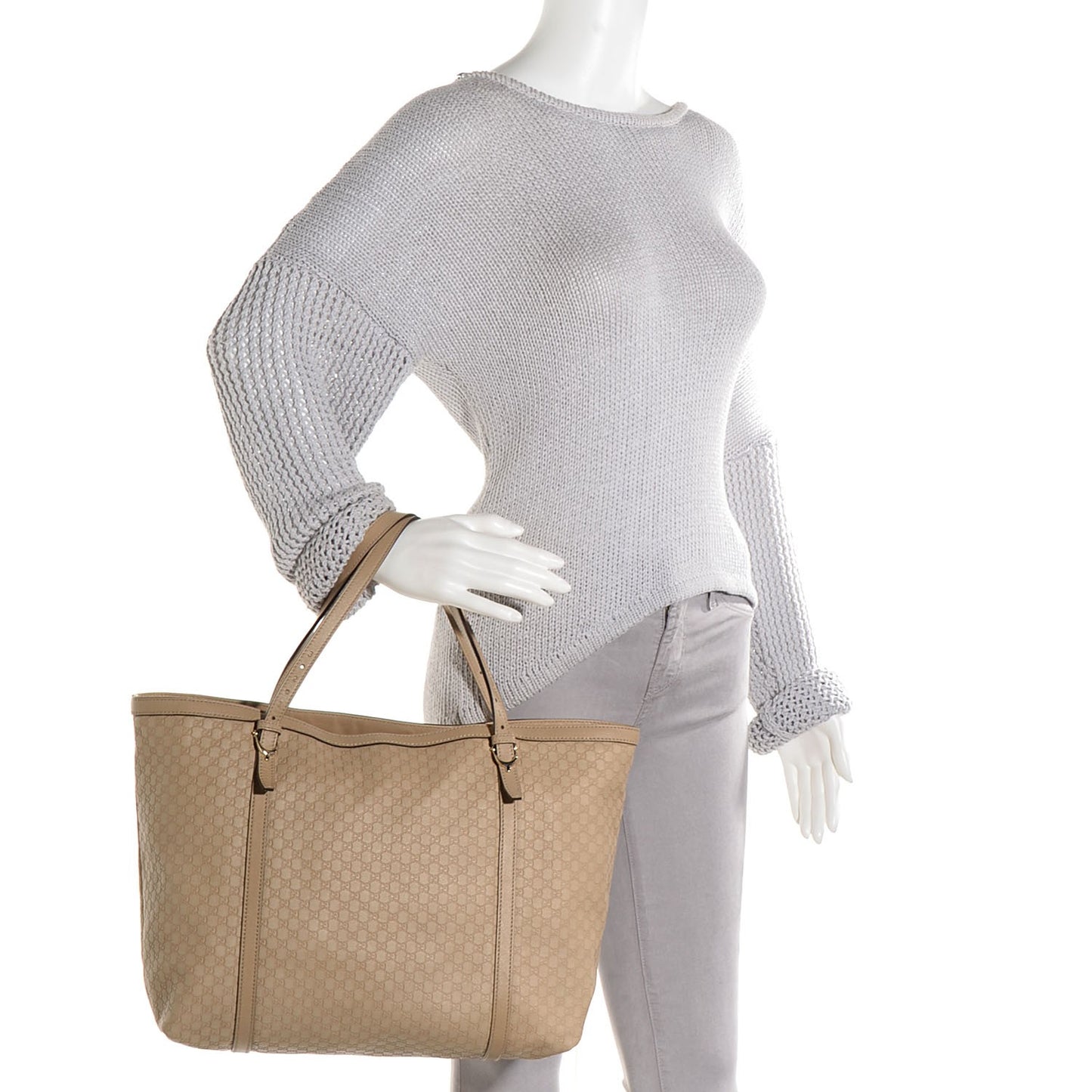 Microguccissima Medium Nice Tote Beige