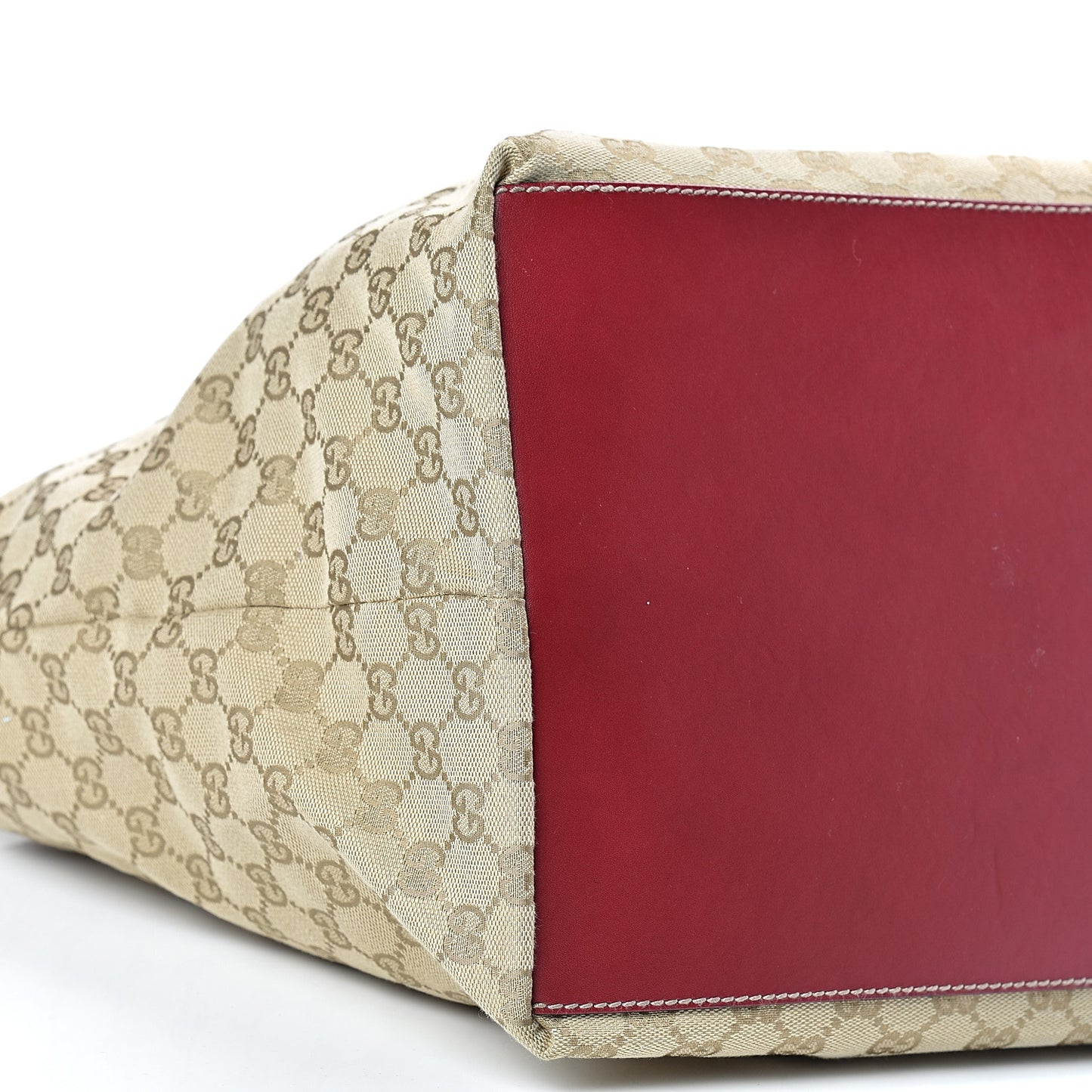 GG Monogram Large Web Handle Bucket Tote Red