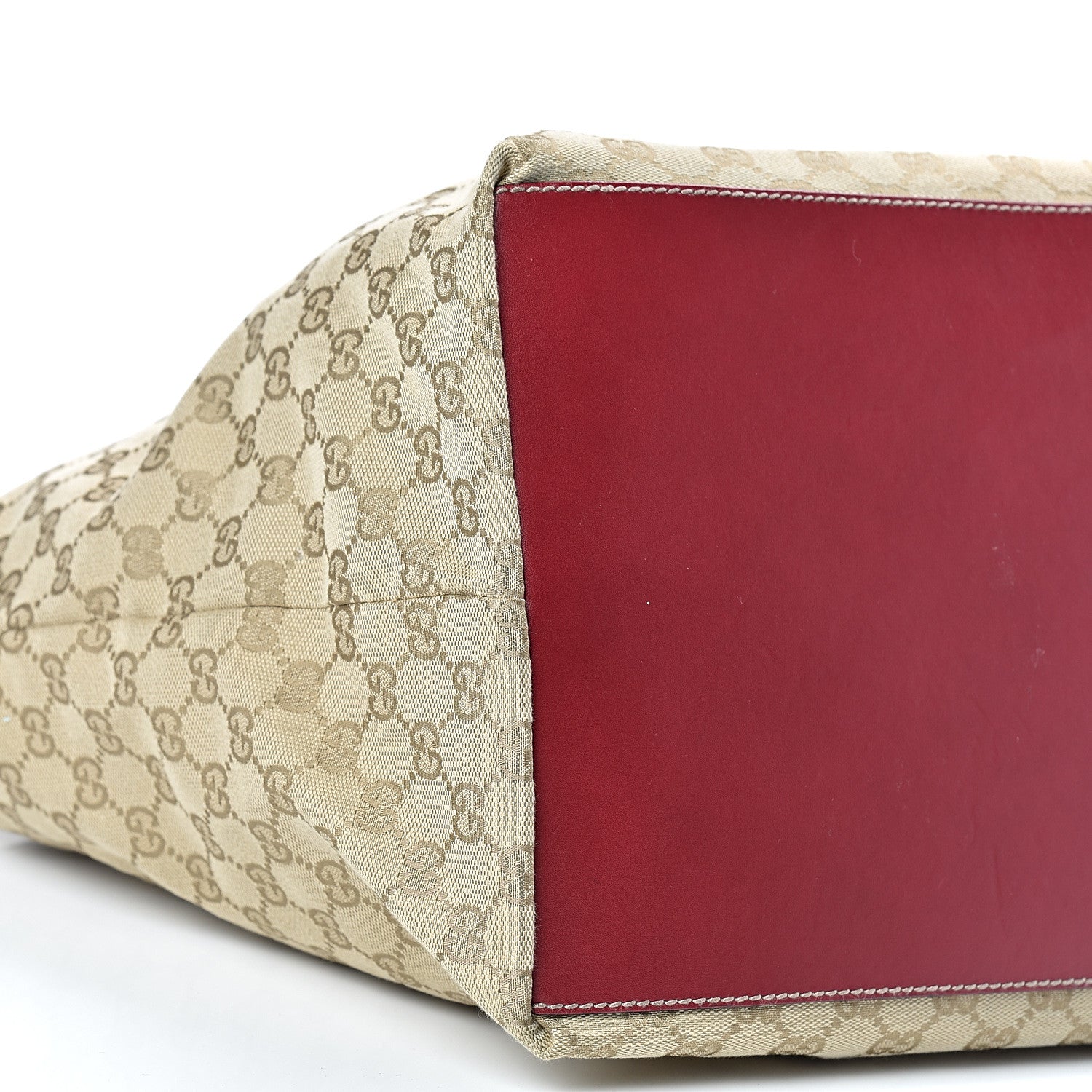 Gucci GG Monogram Large Web Handle Bucket Tote Red 9 of 14