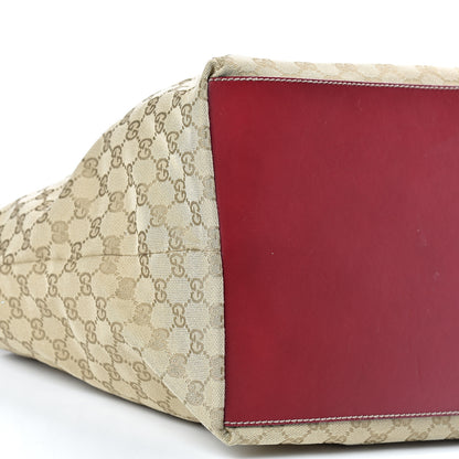 Gucci GG Monogram Large Web Handle Bucket Tote Red 9 of 14