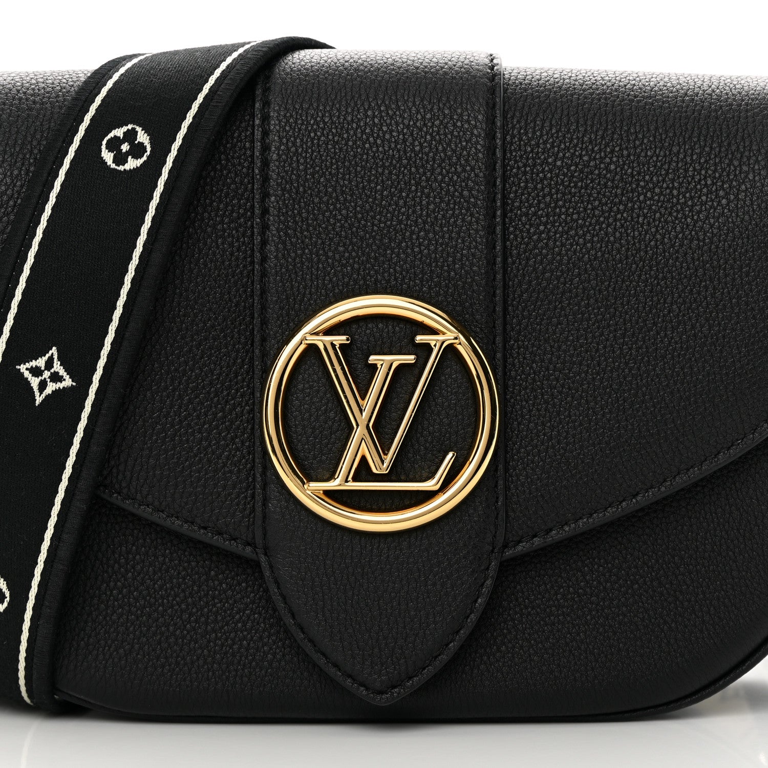 Louis Vuitton Grained Calfskin LV Pont 9 Soft MM Black 7 of 12
