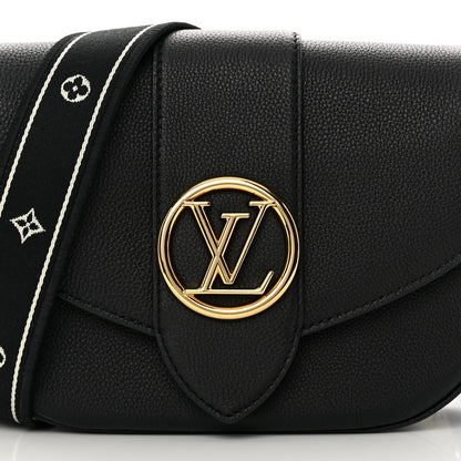 Louis Vuitton Grained Calfskin LV Pont 9 Soft MM Black 7 of 12