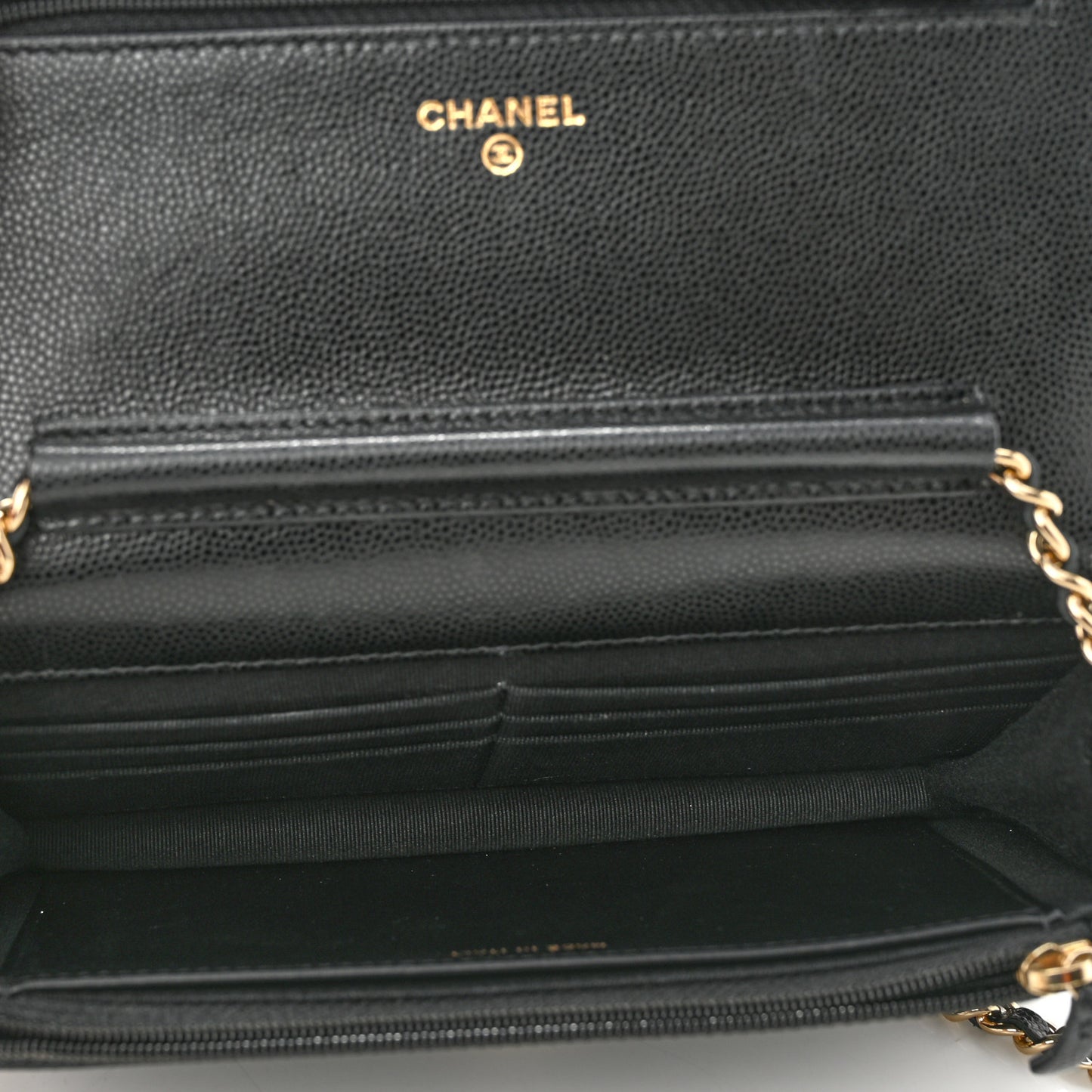 Caviar Quilted Crystal CC Wallet On Chain WOC Black