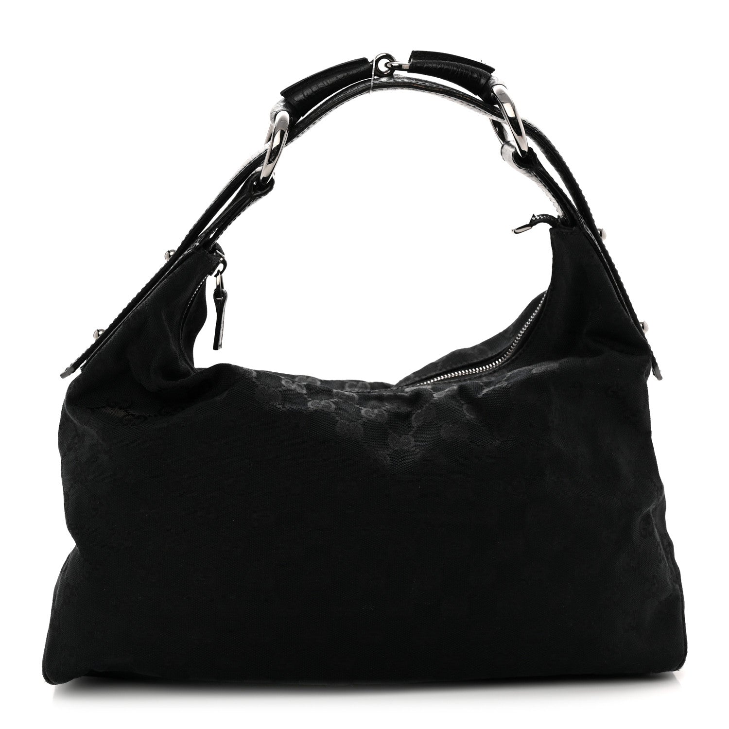 Gucci Monogram Medium Horsebit Chain Hobo Black 1 of 13