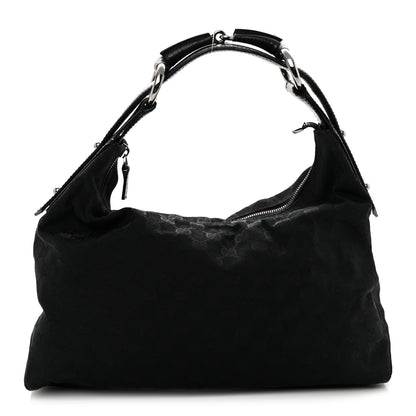 Gucci Monogram Medium Horsebit Chain Hobo Black 1 of 13