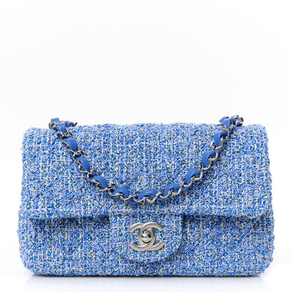 Chanel Tweed Quilted Mini Rectangular Flap Blue White 1 of 11