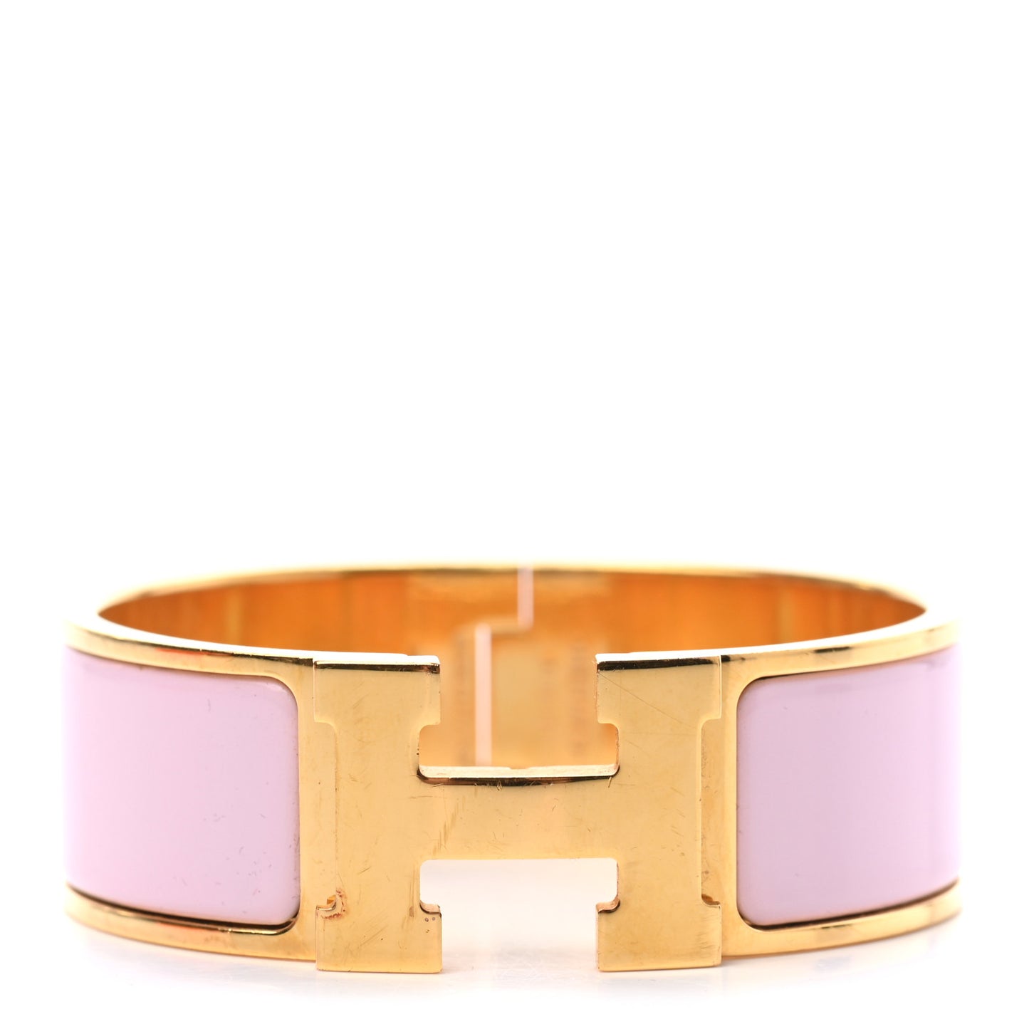 Enamel Wide Clic Clac H Bracelet GM Rose Dragee