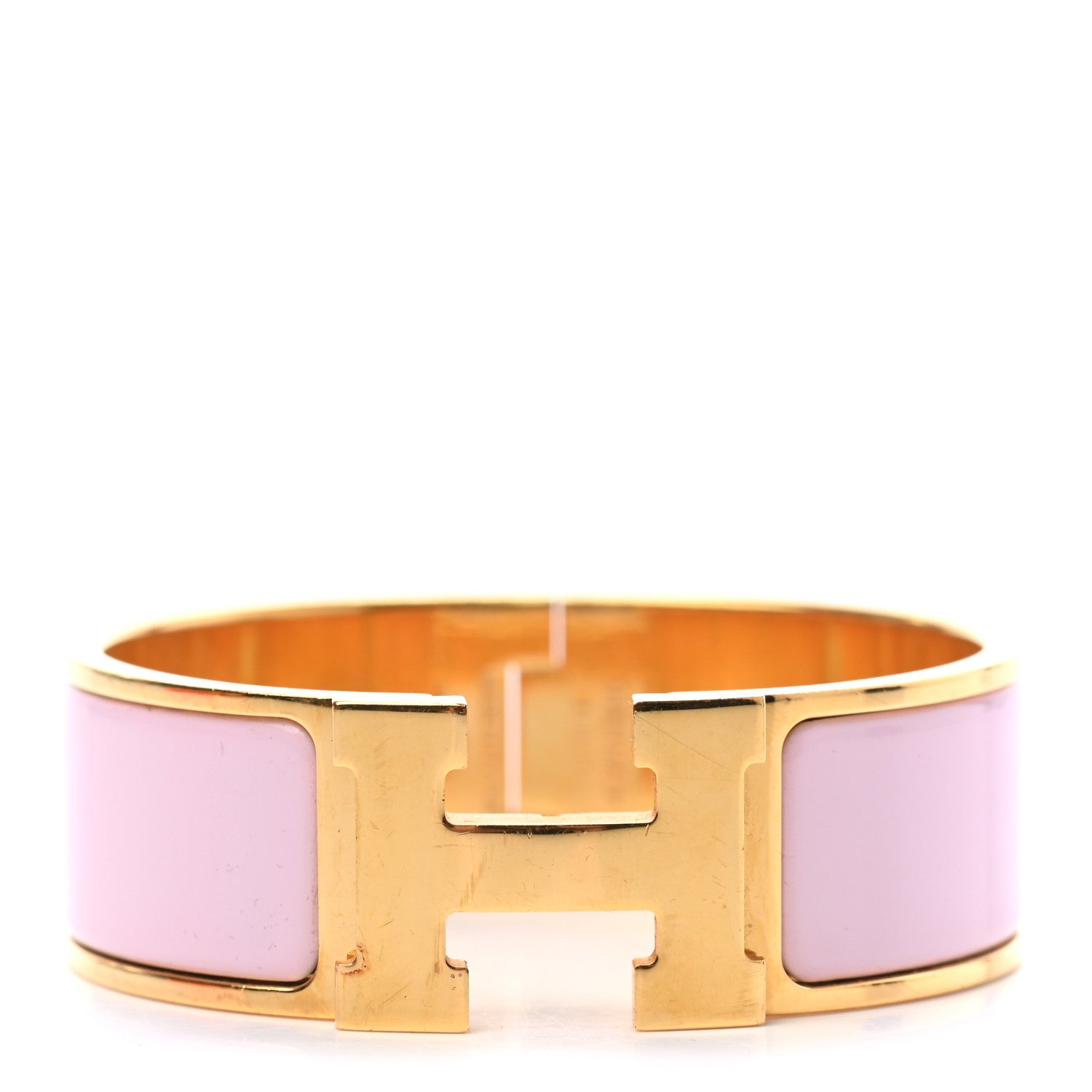 Hermes Enamel Wide Clic Clac H Bracelet GM Rose Dragee 1 of 3