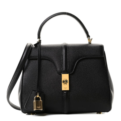 Celine Grained Calfskin Small 16 Top Handle Bag Black 1 of 10