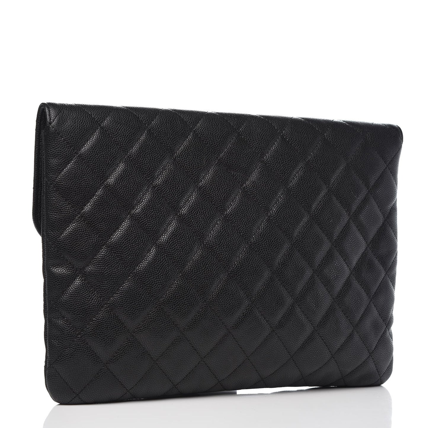 Caviar Quilted Medium Golden Class Pouch Black